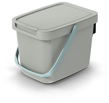 BirnePower Mülleimer Müllbehälter Abfalleimer Biomülleimer mit Griff und Klappdeckel Abfallsammler Mülltonne Müllsortierer Papierkorb (6L, Hellbraun)