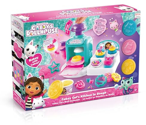 Canal Toys - Gabby's Dollhouse - Cakey Cat Kitchen - Modelling Clay Cake Factory - Character Moulds - Cookie Cutters - Creative Hobby - DIY Activity From 3 Years Old - GIft for Kids - GAB 022