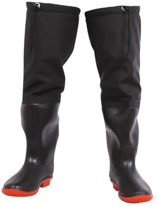 VesFy Watstiefel 60 cm Hohe Kniehohe Watstiefel Für Angeln Für Herren, Warme Winter-Plüsch-Langstiefel, Kein Austretendes Wasser (Color : Black, Size : 47 EU)