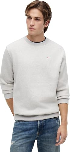 Tommy Jeans TJM Reg S Flag Crew Pullover Sweatshirt, Herren, Grau (Silver Grey Heather), XXXL