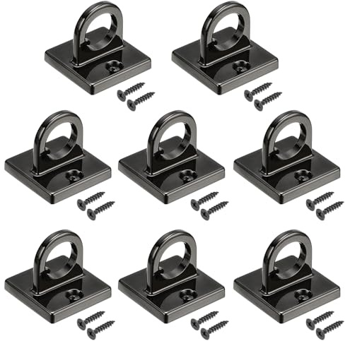 PATIKIL Supporto Occhio Piastra U Ganci 8pz Metallo Soffitto Gancio Muro Montaggio Anello Viti Hardware Anello Ganci per Appendere Corde in Coda Barriera Nero