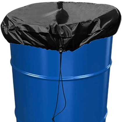 Tambour de 180 litres – Tonneau de stockage d'eau de pluie, baril de stockage d'eau de protection UV | Baril étanche avec cordon de serrage réglable pour la maison, le jardin (25,6 x 9,9 cm) (noir)