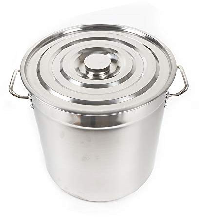 Pentola universale in acciaio inox, per la conservazione del calore, in acciaio inox, per hotel, con coperchio, compatibile con tutti i tipi di fornelli, grandi e caldi, 35 litri