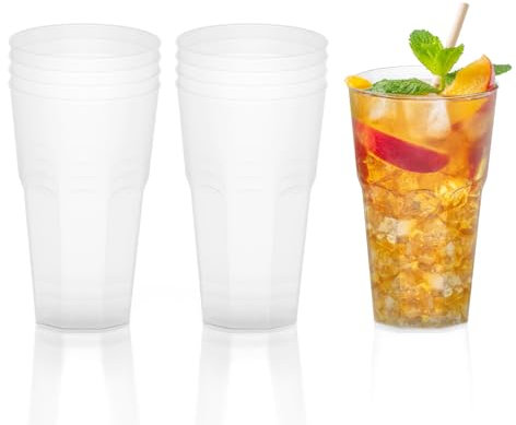LOTMOFUN Vasos Plástico Duro, 50 Vasos Reutilizables, 400 ML Vasos de Cubata Duros, Polipropileno Irrompible, Ideal para Fiestas y Eventos