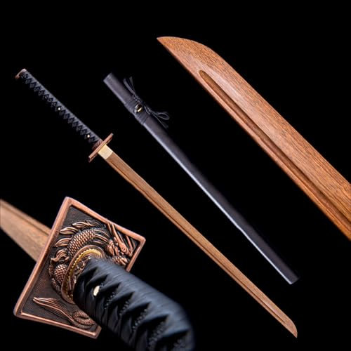 HJHUUA Épées Katana en Bois de Rose Naturel de 103 cm,bokken Fait à la Main,épée Droite de samouraï en Bois pour la Pratique du Kendo,Cadeaux,décoration,Collection,Cosplay
