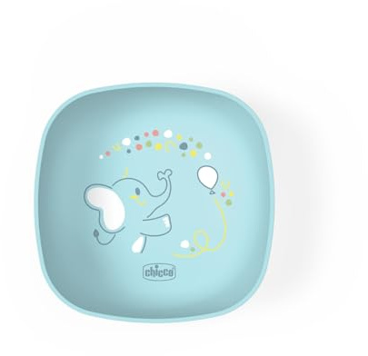 Chicco Piatto Pappa per Bebè e Bambini, Ciotola per svezzamento, con pratico coperchio in silicone per la conservazione del cibo, impilabile salvaspazio, 6+ mesi, 0% BPA, Azzurro