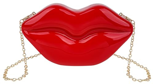 Biiange Bolso de labios acrílico, bolsa de noche para labios, bolsa de noche para fiesta de labios, pequeñas bolsas cruzadas para mujer, boda, graduación, fiesta, cita (rojo)
