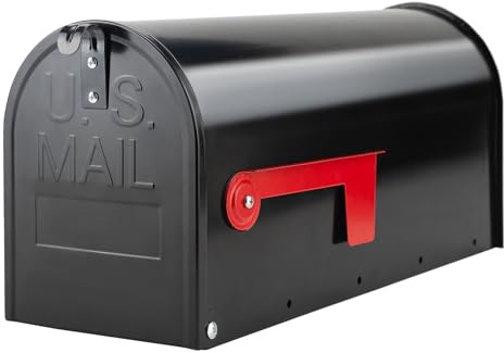 BlissBoard Black Metal Mailbox, Galvanized Steel Outside Mailboxes, Standard Medium Capacity, 20 x 8.7 x 6.7 Inches