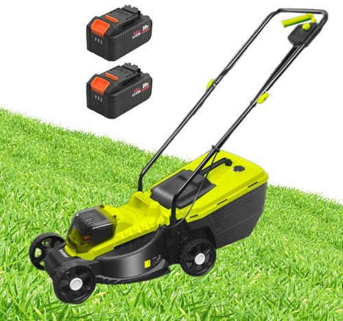 Cortadora de césped eléctrica para Jardines, autopropulsada inalámbrica de 40 V con Ajuste de Altura de 3 Posiciones, 2 baterías de Litio de 4 Ah, escarificadora para césped y jardín