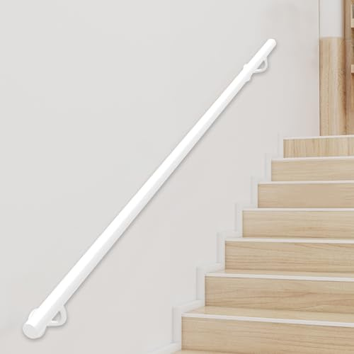 1-20FT Trappräcken Väggmonterade, Ledstänger för trappor inomhus utomhus, Smidesjärnsräcke i vit metall(480cm)