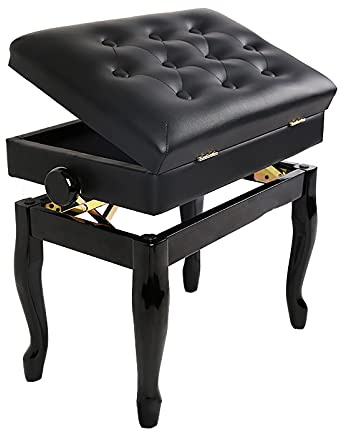Pianopall Deluxe pianobänk med förvaringsfack Solosits med vattentät kudde Massivt hårt trä, böjda ben,
