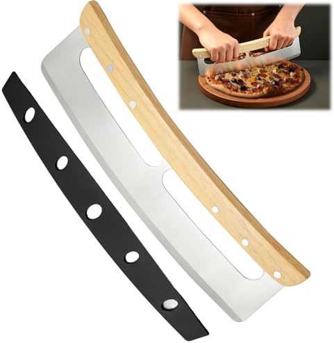 Cortador de Pizza Profesional de Acero Inoxidable con Mango de Madera