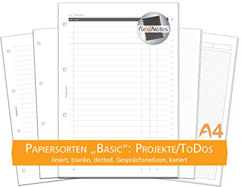 Schaar-Design flexiNotes PAPIER A4 zum Nachfüllen, 75 Blatt Notizpapier, Einlagen für Notizbücher, Organizer, Terminplaner, Ringbücher, Kalender, Timer, Jahresplaner, Typ: A4, Projekte/ToDos