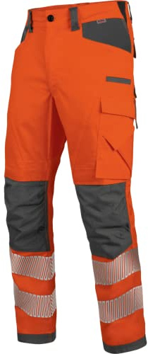 WÜRTH MODYF Warnschutz Bundhose Neon EN 20471 2 - professionelle Arbeitshose für Herren - Warnschutzhose mit Reflektoren - in der Größe 62 in Orange Anthrazit