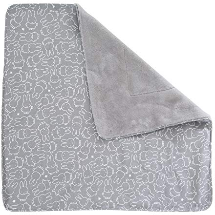 roba Babydecke miffy - 80 x 80 cm - Baby Kuscheldecke 2 seitig mit Hasen Motiv - für Mädchen & Jungen - im Kinderwagen nutzbar - Grau