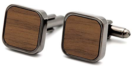 NaturSchatulle Manschettenknöpfe Herren Holz I 1 Paar Schwarz Manschettenknopf Eckig Hemd Hochzeit Anzug Männer Cufflinks for Men