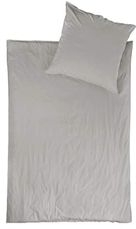 jilda-tex Bio-Bettwäsche Stone-Washed Lissabon 100% Bio-Baumwolle Knitterlook Stehsaum Uni Made in Green (Hellgrau, 135 x 200 cm)