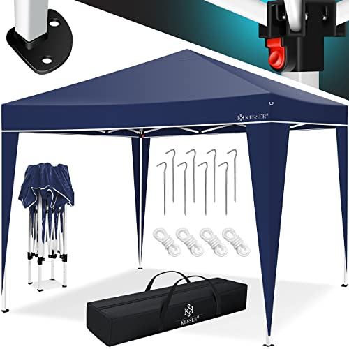 KESSER® Pavillon Pliable 3x3m | Pop-Up Réglable en Hauteur Stable Etanche Résistant à l'hiver | Protection UV 50+ y Compris Sac avec roulettes & ancrage au Sol - Bleu
