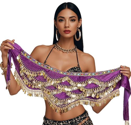 Leemiman Belly Dance Hip Scarf for Women Dancing 328 Coin Belt
