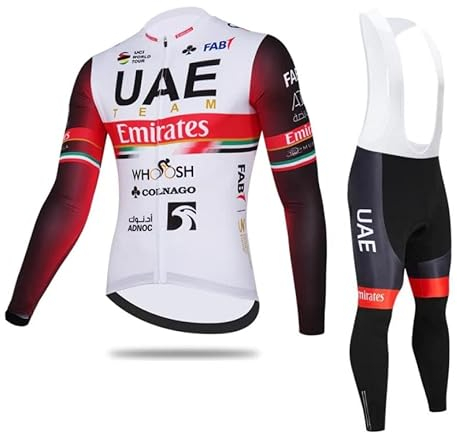 SGCIKER 2022 Team UAE Lange Ärmel Radtrikot Set, Herren Dünne Sonnenschutz Atmungsaktive MTB-Fahrradbekleidung Fahrrad Shirt Bike Clothing Gel Pad (L)