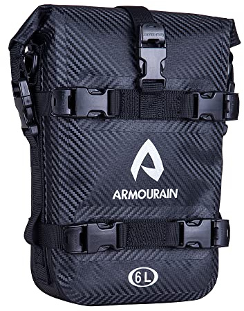 ARMOURAIN Motorrad Stostangen Seitentasche Tasche Wasserdicht 6L motor Sturzbgel Seitentaschen Tasche mit Schultergurt Motorrder Seitenrahmen Seitenkoffer Tasche, PVC-imitation kolfiber svart, One