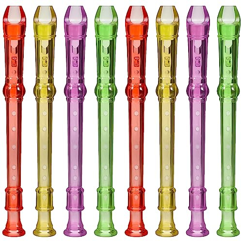NUOBESTY 8Pcs Soprano Recorder Small Transparent 6 Hole Recorder Instrument Descant Flauta Abs Clarinet Treble Flute Kids Music Sound Toy for Beginners