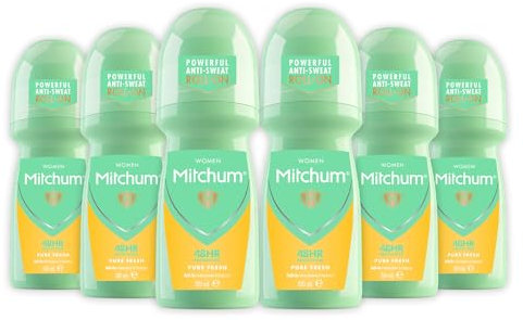 Mitchum Women 48HR Protection Roll-On Deodorant and Antiperspirant (100ml) Pure Fresh, Dermatologist Tested (Pack of 6)