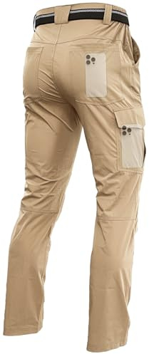 Mens Lightweight Hiking Cargo Work Pants Quick Dry Water Resistant Fishing Travel Climbing Outdoor Stretch Pants Khaki 40