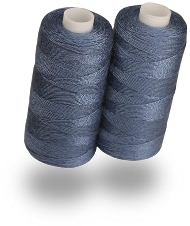 Lialina Hilo vaquero azul para máquina de coser [2 x 150 m] – Oeko-Tex – Costuras originales – Juego de hilo vaquero extra fuerte n.º 36