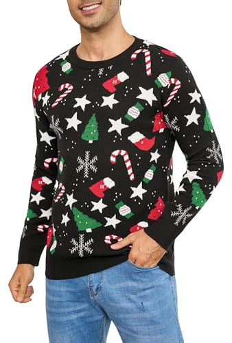 iClosam Pullover Uomo Invernale Maglione Natalizio Uomo Ugly Sweater Pullover Maglieria Sweatshirt Christmas