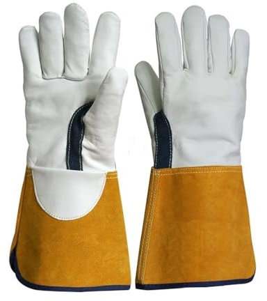 WELDING GLOVES TIG MIG GAUNTLET PAIR LEATHER HEAT RESISTANT MMA ARC