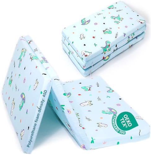 VUCWS 2025 Upgraded Pack and Play Mattress 38 x 26 Soft Firm Premium Foam Pack N Play Mattresses Odorless Breathable Comfort Baby Foam Portable Playpen Mattresses (Tri-fold Dinosaur)