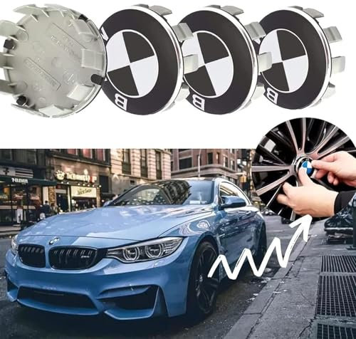 4 Stück Nabendeckel für BMW 68mm - Radnabenkappen Felgendeckel Felgenkappen Nabenkappen ABS Wheel Caps Radnabenabdeckung, Schwarz