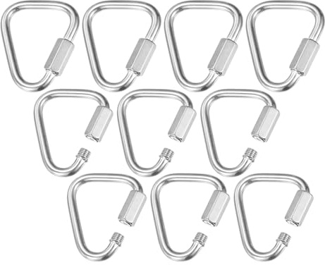 M METERXITY Confezione da 10 connettori per catena a maglie rapide, M6 1/4 in acciaio inossidabile 304, triangolari, per riparazione di altalene, campeggio, escursionismo, zaino, portachiavi a vite