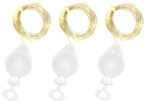 AGOTD 3 ghirlande luminose con 20 micro LED, 2 m, filo d'argento | 30 LED da 2,5 cm, luce bianca calda, impermeabile, confezione da 1, decorazione natalizia