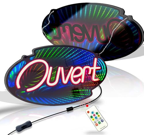 Signe Ouvert Néon, Signe Open D'entreprise LED Colorée Super Lumineuse Avec Télécommande pour Les Façades de Magasin|Les Restaurants|Les Bars|le Mur Parfait ou L'affichage de Fenêtre (Ouvert)