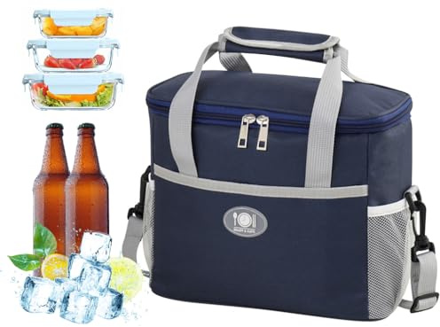 Anlising Borsa Termica, 16L Borsa Frigo da Picnic, Borsas Termica Grande con Tracolla Regolabile, Borse Pranzo Isotermica, Borsas Frigo Portatile, Borse Frigo Isoterma, per Campeggio, Viaggi, Barbecue
