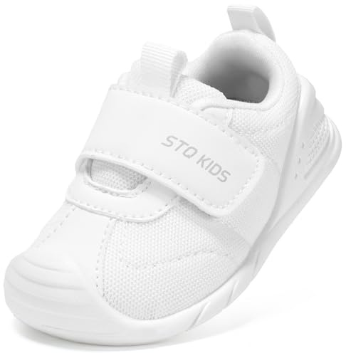 STQ KIDS Barefoot Niños Calzado Respetuoso Bebe Ligero Zapatillas Deporte Niña Primeros Pasos Blanco 9-12 Meses/21 EU Ancho