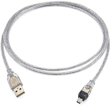 JZK 1,5 m IEEE 1394 4-poliges auf USB 2.0-Stecker Firewire-Kabel, Firewire-auf-USB-Adapterkabel-Konverterkabel für die digitale Videokamera Sony DCR-TRV75E DV Mini-DV D8