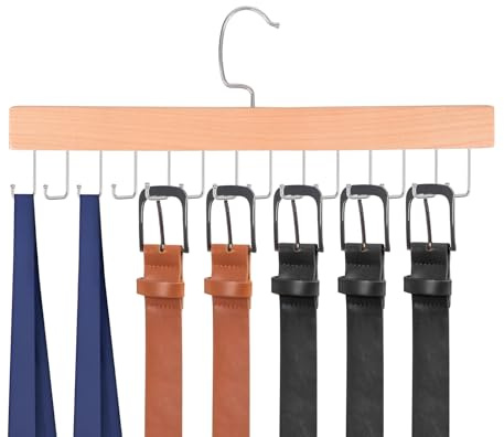 Feoqibu Tie Hanger, Space Saving Bra, Tank Top, Belt Storage Rack, 14 Foldable Hooks, Suitable for Closet Organizers and Storage