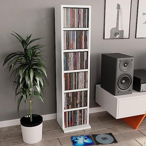 WKIEQACO Gabinete de CD blanco de 21 x 20 x 88 cm, gabinetes de madera diseñados y estantes de almacenamiento de medios