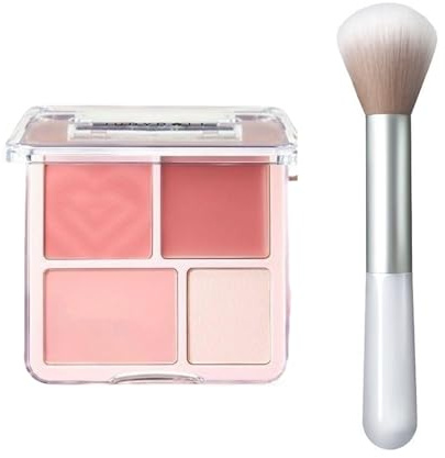 ARYIMYDP Palette Blush in Crema 4 Tonalità con Pennello, Blush Creme ad Alta Coprenza con Finitura Lucida, Effetto Idratante e Leggero su Viso, Adatto come Fard e Illuminante