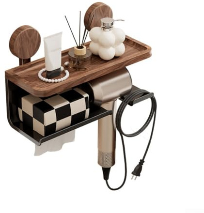 Scaffale angolare da bagno a parete con porta fazzoletti e organizer per cosmetici per lavabo, fornisce uno stoccaggio robusto e antiruggine per gli oggetti essenziali quotidiani del bagno (B)