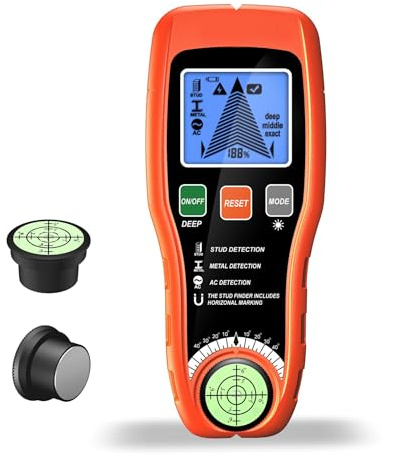 Escáner de pared con pantalla LCD, detector de tubos y cables de madera para paredes, detector de pared de pernos y detección de cables vivos, 7 en 1, localizador eléctrico de cables y tuberías para