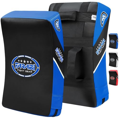 Farabi Quad Boxing MMA Muay Thai Martial Arts Hook & Jab Punch Kick Pads MMA Target Focus Punching Mitts Thai Strike Training Kick Shield Kicking Target mitt Kick Strike pad (Blue Black)
