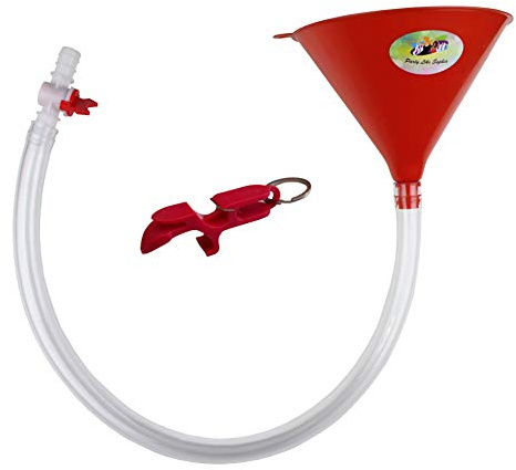 Beer Bong Funnel with Valve - Extra Long 2.5 feet (30 inch) Kink Free Tube - Shotgun Keychain Tool Bottle Opener - Premium Funnel for Beer Drinking Games, College Parties, Spring Break
