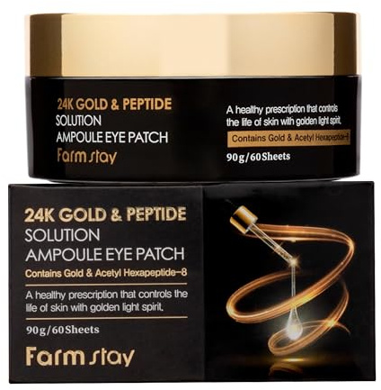 24K Gold and Peptide Perfect Ampoule Eye Patch by FarmStay for Women - 60 Pc Eye Patch