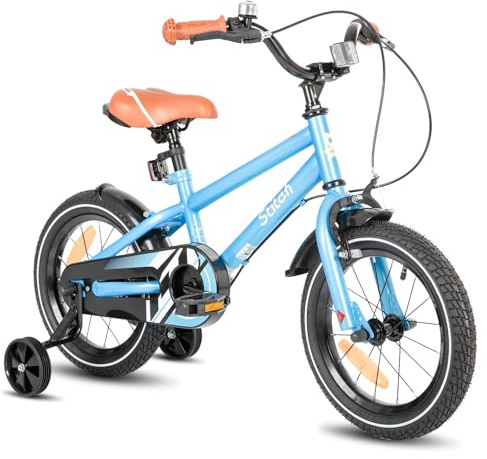 STITCH 14 Zoll Kinderfahrrad für 3-5 jährige Jungen, 14' Zoll Fahrrad für Jungen mit Stützrädern, Blau