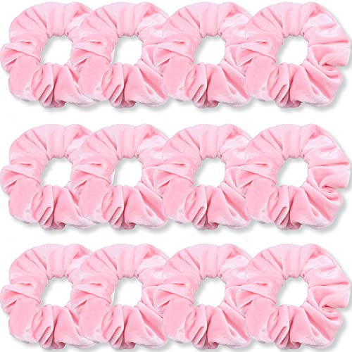 IVARYSS Elastici per capelli rosa, in morbido velluto di alta qualità, elastici spessi in tinta unita, accessori per capelli per donne e ragazze, confezione da 12