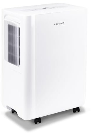 LEXENT 24L Dehumidifier and Air Purifier 2 in 1 UVC Low Energy Dehumidifier for Home Damp & Mould & Drying Clothes Quiet 24H Timer Digital Humidity Display with Rollers 55㎡/600sq. Ft (5 Year Warranty)